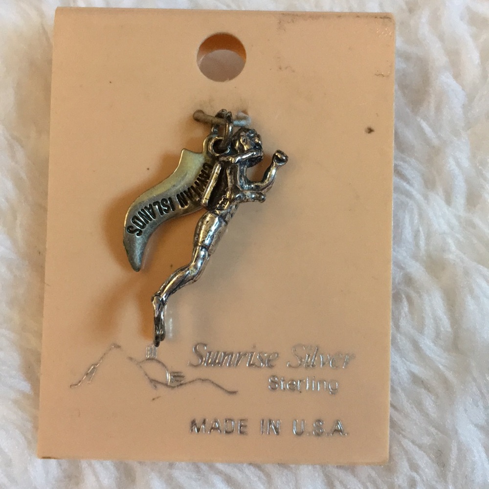 Sterling silver Cayman Islands scuba diver charm